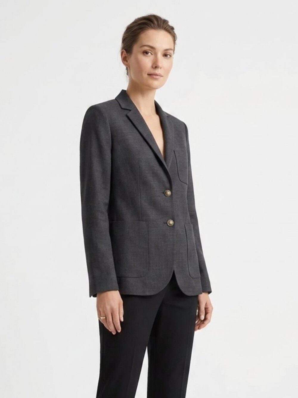 ARITZIA TALULA CHARCOAL GREY SINGLE BREASTED SLIM BLAZER - 2